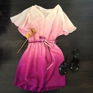 Adam Lippes Magenta Ombré Silk Dress